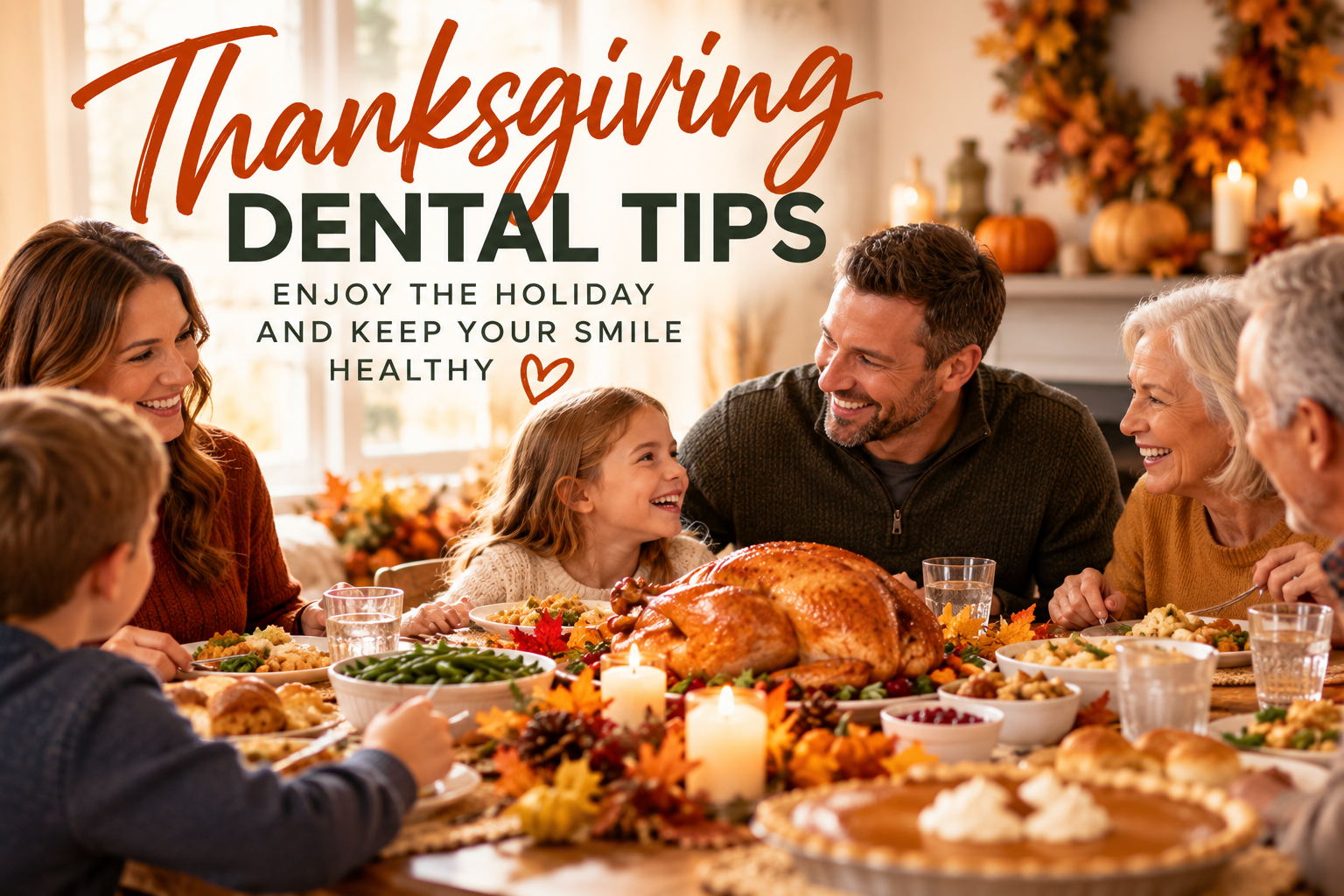 Thanksgiving Dental Tips with Family Thanksgiving Dental Tips from Your Idaho Falls Dentist” — enjoy your holiday favorites while protecting your smile with simple dental care tips from Park West Dental Care.